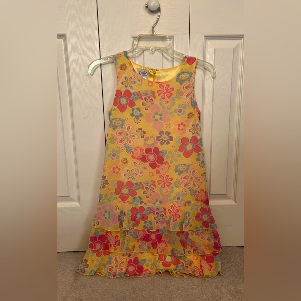 Girls Talbots Floral Shift Dress with ruffles